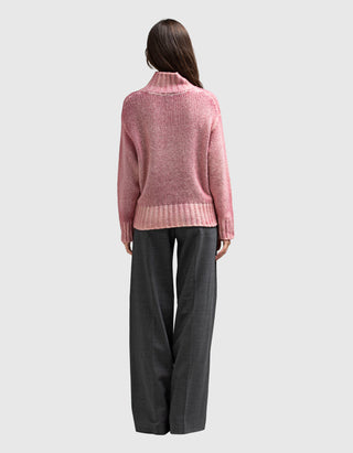 Kaschmir-Seiden-Mix Pullover Hand Painted High Neck