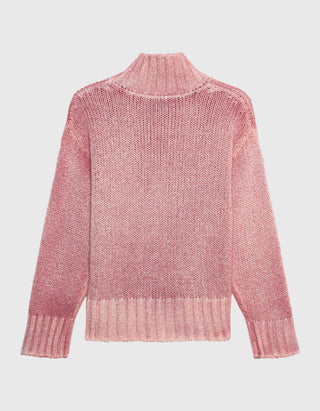 Kaschmir-Seiden-Mix Pullover Hand Painted High Neck