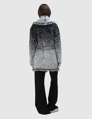 Oversize Woll-Kaschmir-Seiden Cardigan mit Bindegürtel