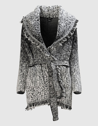 Oversize Woll-Kaschmir-Seiden Cardigan mit Bindegürtel