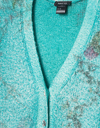 Gemusterter Cropped-Cardigan mit Destroyed-Details