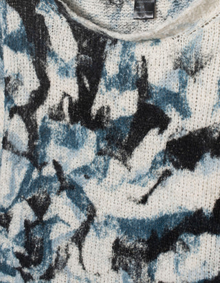 Gemusterter Cropped Pullover Geometric mit Destroyed-Details