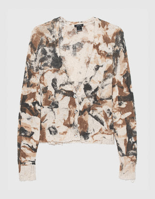Gemusterter Cardigan Geometric mit Destroyed Details