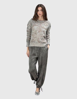 Wide-Leg Seiden-Mix Hose Faded