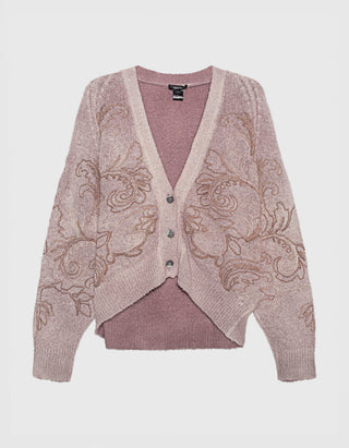 Bestickter Cardigan Paisley Raffia