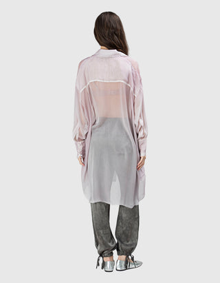 Semi-Transparente Oversize Seiden-Bluse mit Destroyed-Details