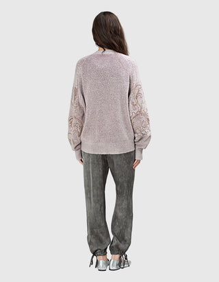 Bestickter Cardigan Paisley Raffia