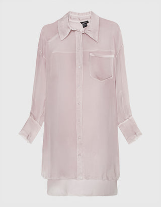 Transparente Oversize Seiden-Bluse mit Destroyed-Details