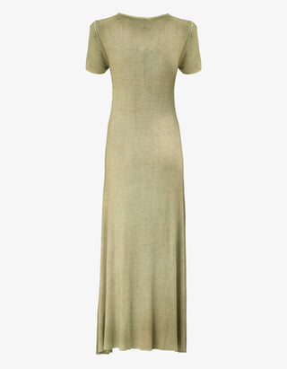 Geripptes Maxi Kleid mit V-Ausschnitt