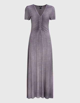 Washed-Out Feinripp-Midi-Kleid