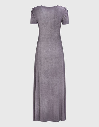 Washed-Out Feinripp-Midi-Kleid