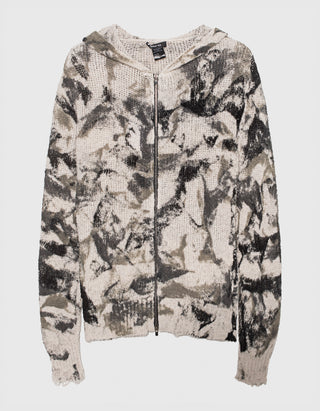 Camouflage Feinstrick Zipper Hoodie Geometric