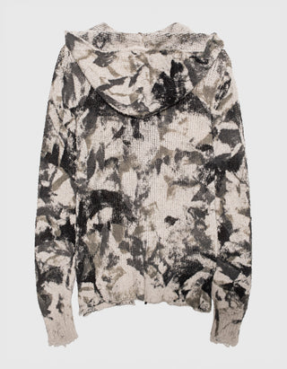 Camouflage Feinstrick Zipper Hoodie Geometric