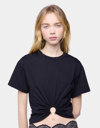 Cropped T-Shirt mit Ringdetail