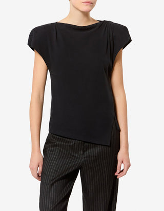 Asymmetrisches T-Shirt Sebani mit Schulterpolstern