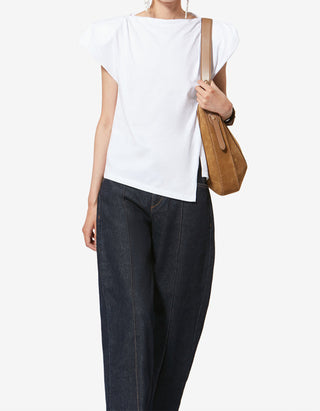 Asymmetrisches T-Shirt Sebani mit Schulterpolstern
