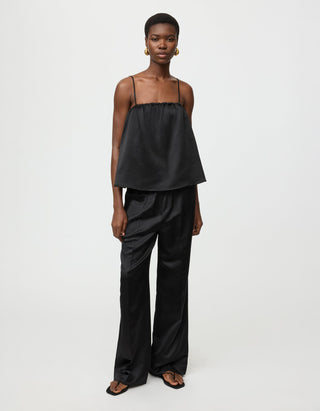 Wolle-Seiden-Mix Wide-Leg Hose
