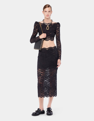 Cropped Spitzen-Longsleeve
