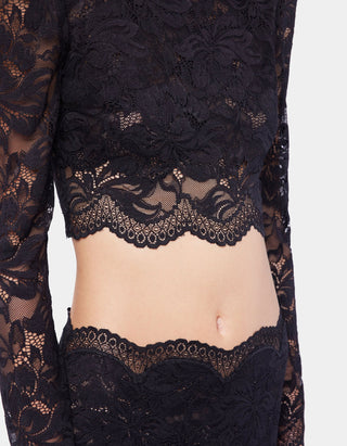 Cropped Spitzen-Longsleeve