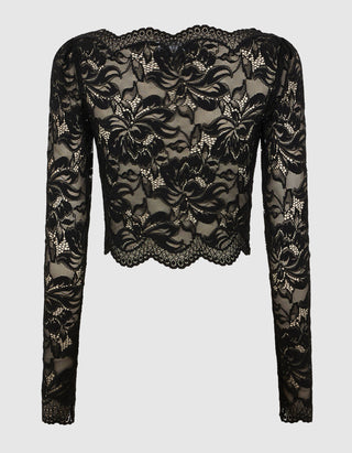 Cropped Spitzen-Longsleeve