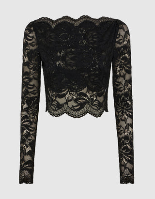 Cropped Spitzen-Longsleeve