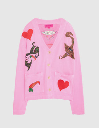 Bestickter Baumwoll-Cardigan Entity mit Kaschmiranteil