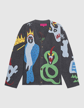Oversize Kaschmir-Seiden-Mix Cardigan Mythical Creatures