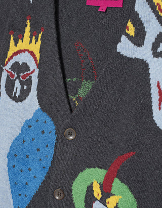 Oversize Kaschmir-Seiden-Mix Cardigan Mythical Creatures