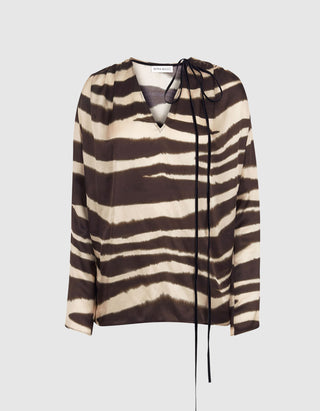 Gemusterte Bluse mit Seidenanteil