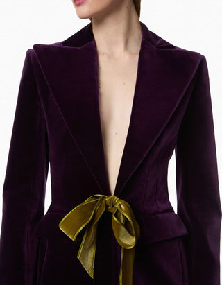 Samt-Blazer mit abnehmbarer Schleife