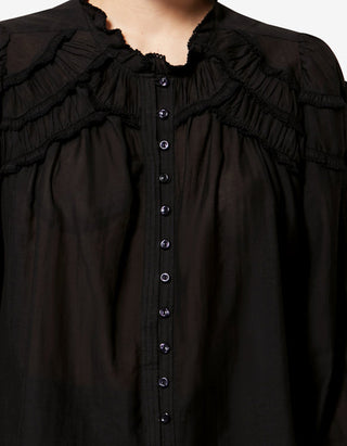 Geraffte Baumwoll-Bluse Christa