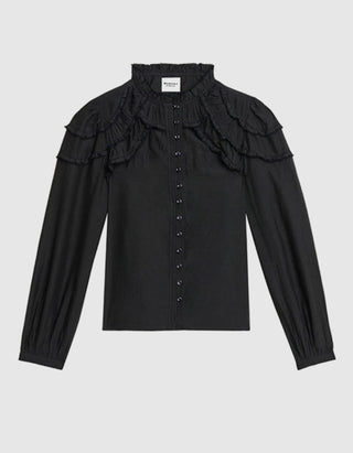 Geraffte Baumwoll-Bluse Christa