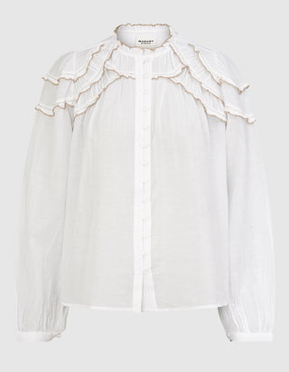 Geraffte Baumwoll-Bluse Christa