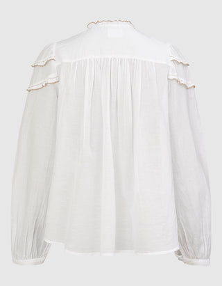 Geraffte Baumwoll-Bluse Christa