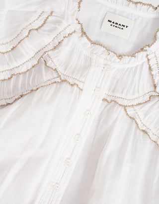 Geraffte Baumwoll-Bluse Christa