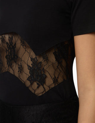 T-Shirt mit Spitzen-Einsatz