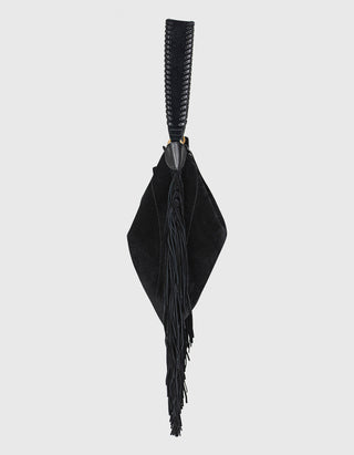 Veloursleder Hobo-Bag Oskan mit Fransen