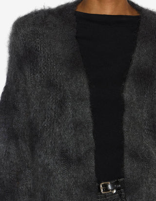 Fuzzy Mohair-Mix Cardigan Mylene