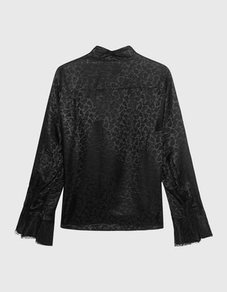 Gemusterte Seiden-Mix Bluse Raphaella mit Spitze- und Bindedetail