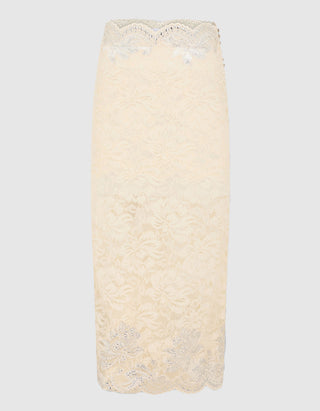 Midi-Spitzenrock mit Nietenbesatz