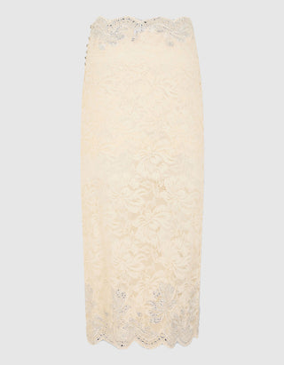 Midi-Spitzenrock mit Nietenbesatz