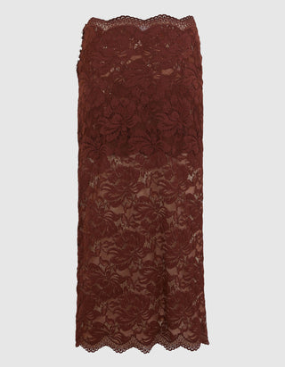 Midi Spitzen-Rock mit Metallknöpfen