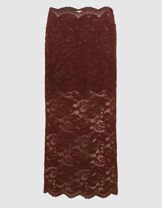 Midi Spitzen-Rock mit Metallknöpfen