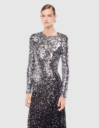 Maxi Longsleeve-Kleid mit Pailettenbesatz