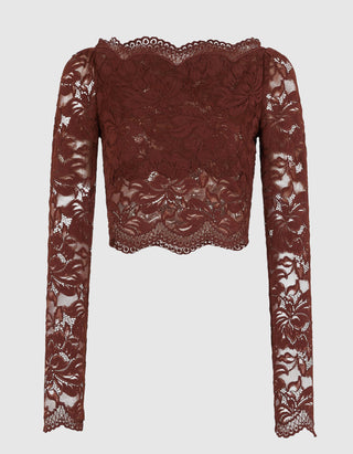 Cropped Spitzen-Longsleeve