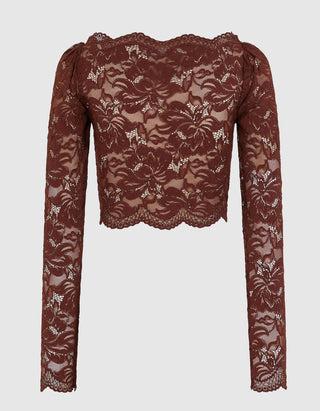 Cropped Spitzen-Longsleeve