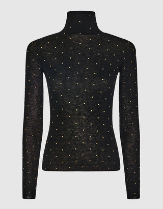 Feinstrick-Rollkragen mit Nieten-Details