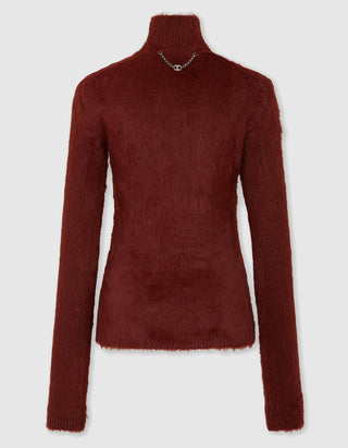 Fuzzy Rollkragen-Pullover mit Metall-Detail