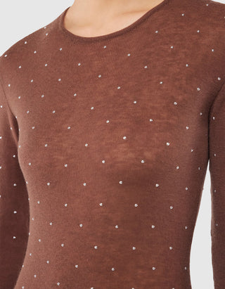 Maxi Feinstrick-Kleid mit Nieten-Details