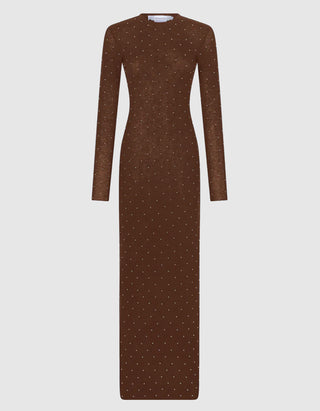 Maxi Feinstrick-Kleid mit Nieten-Details